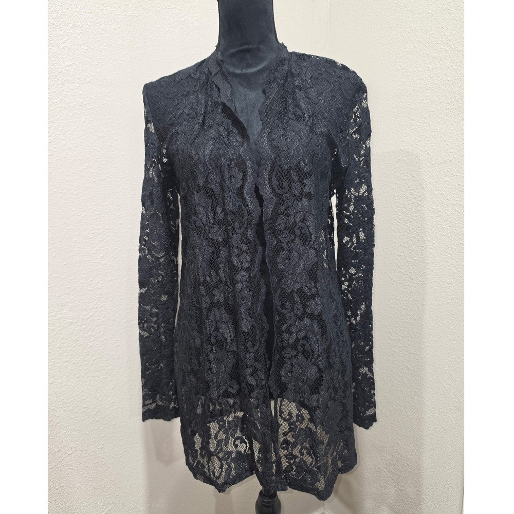 Vintage CDW Black Lace Open Top Long Sleeve Grunge Whimsigoth Size L